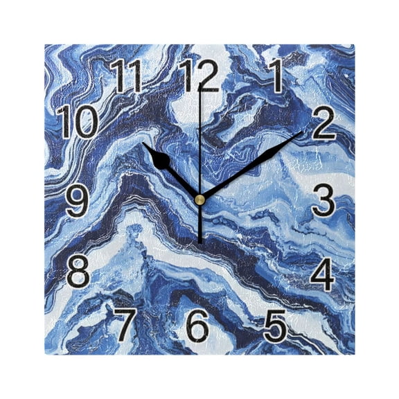 Ryvnso Marble Liquid Wall Clock Square Silent Non-Ticking Battery Operated 7.78"
