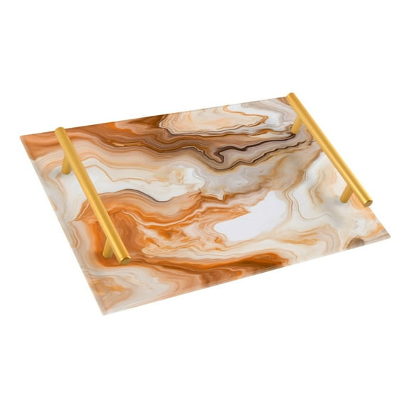 Ryvnso Marble Orange Bathroom Tray Vanity Countertop Trays Acrylic Organizer