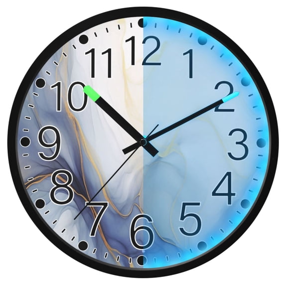 Ryvnso Marble Pattern 12 Inch Night Light Wall Clock Silent Battery Operated Luminous Clocks