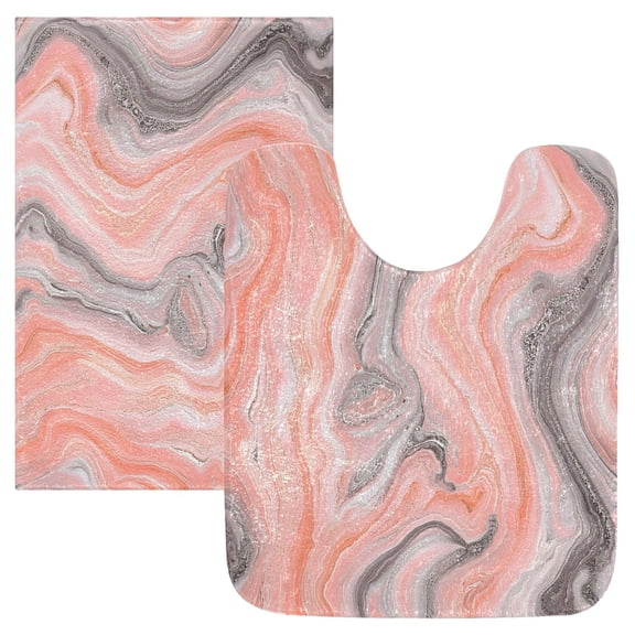 Ryvnso Marble Pink Bathroom Shaggy Rugs Toilet Mat Soft Contour Rug