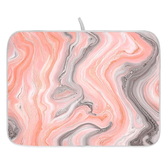 Ryvnso Marble Pink Dish Drying Mat for Kitchen Countertop 16x18 Small Dish Pad Drainer Rack Dish Sink Mats