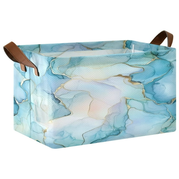 Ryvnso Marble Print Storage Bins Large Basket Foldable Cube Toys Organizer with Handles 1 PC
