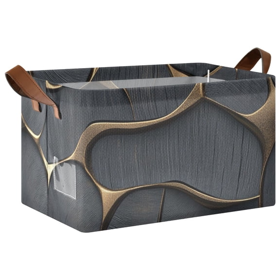 Ryvnso Marble with Golden Storage Bins Large Basket Foldable Cube Toys Organizer with Handles 1 PC