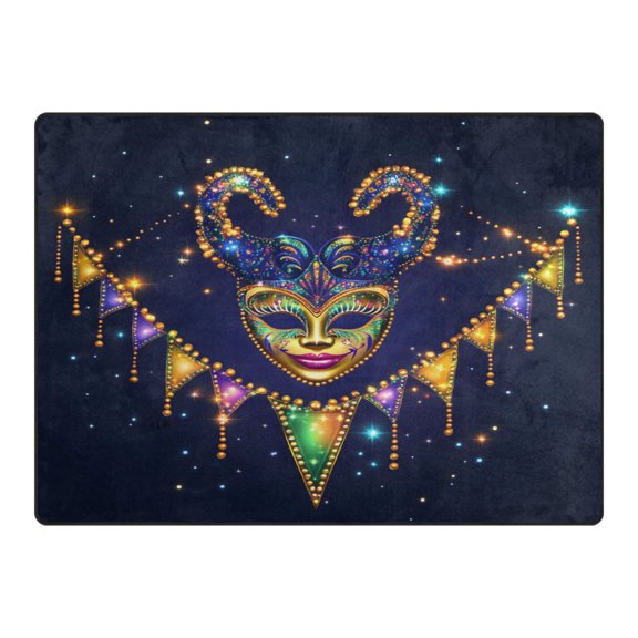 Ryvnso Mardi Gras Area Rug Floor Mats Non-Slip Home Carpet 63 x 48 inch