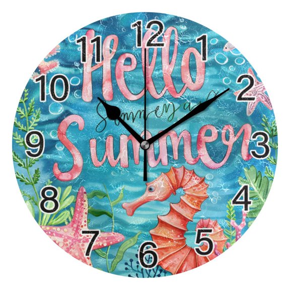 Ryvnso Marine and Starfish under Sea Wall Clock Non Ticking Silent Kitchen Clock Battery Operated Clocks 10 inch
