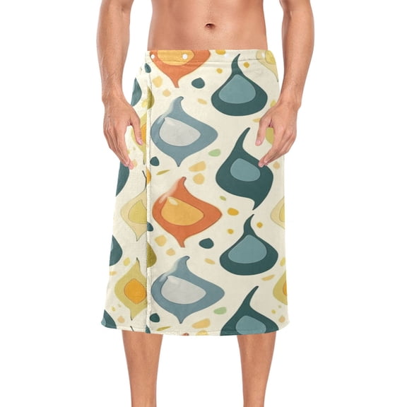 Ryvnso Men's Adjustable Shower Wrap Abstract Drops Pattern Bath Towels with Snap Closure 28 x 60 inch