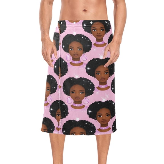 Ryvnso Men's Adjustable Shower Wrap American Girl Pattern Bath Towels with Snap Closure 28 x 60 inch