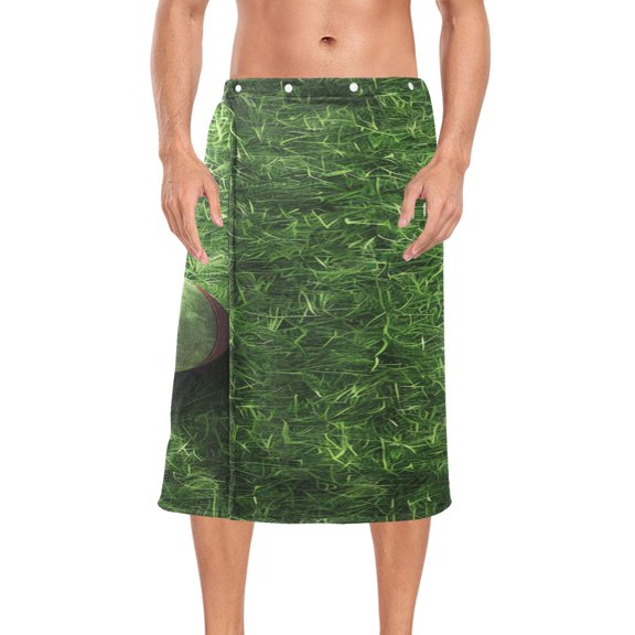 Ryvnso Men's Adjustable Shower Wrap Baseball on Grass Bath Towels with Snap Closure 28 x 60 inch