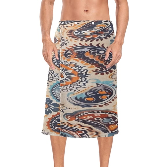 Ryvnso Men's Adjustable Shower Wrap Boho Ethnic Bohemian Indian Mandala Bath Towels with Snap Closure 28 x 60 inch