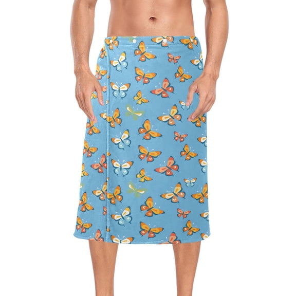 Ryvnso Men's Adjustable Shower Wrap Butterfly Cute Bath Towels with Snap Closure 28 x 60 inch