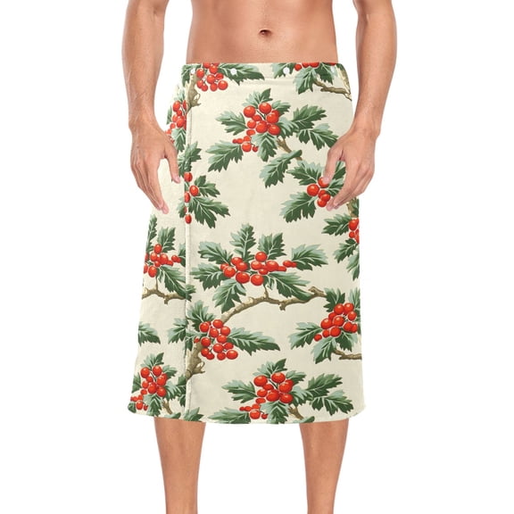 Ryvnso Men's Adjustable Shower Wrap Cherry Fruit Bath Towels with Snap Closure 28 x 60 inch