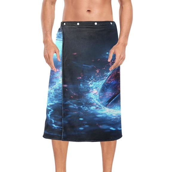 Ryvnso Men's Adjustable Shower Wrap Cool Football Bath Towels with Snap Closure 28 x 60 inch