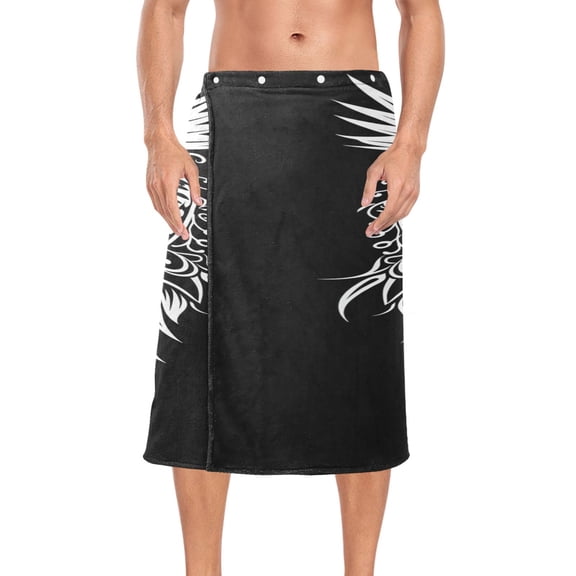 Ryvnso Men's Adjustable Shower Wrap Cool Owl on Black Bath Towels with Snap Closure 28 x 60 inch