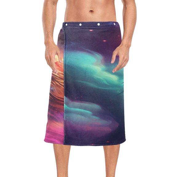 Ryvnso Men's Adjustable Shower Wrap Cool Wolf Bath Towels with Snap Closure 28 x 60 inch