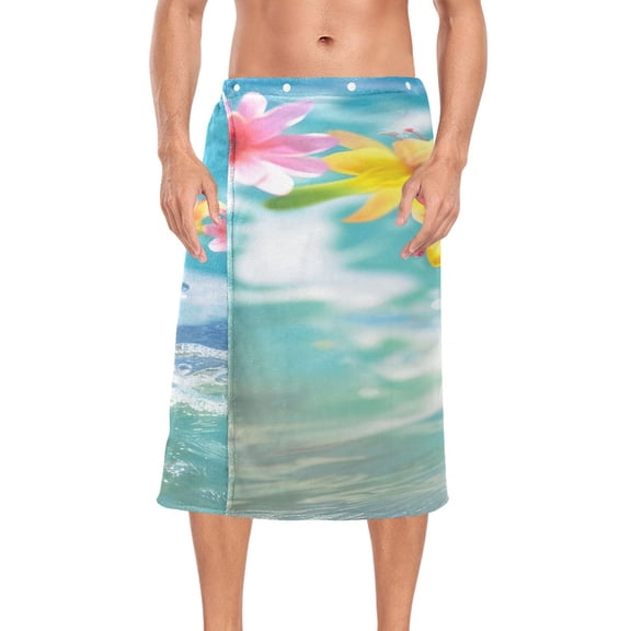 Ryvnso Men's Adjustable Shower Wrap Cute Dachshund Surfing Bath Towels with Snap Closure 28 x 60 inch