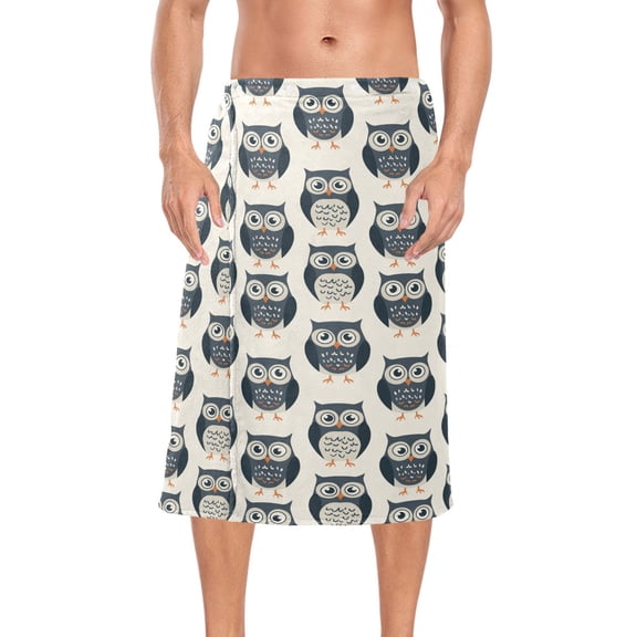 Ryvnso Men's Adjustable Shower Wrap Cute Owls Bath Towels with Snap Closure 28 x 60 inch