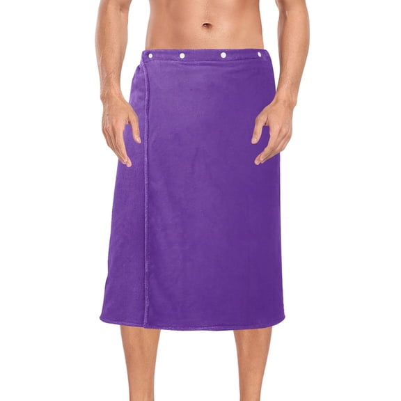 Ryvnso Men's Adjustable Shower Wrap Dark Purple Bath Towels with Snap Closure 28 x 60 inch