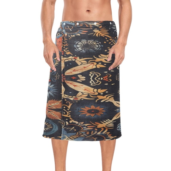Ryvnso Men's Adjustable Shower Wrap Ethnic Bohemian Mandala Paisley Bath Towels with Snap Closure 28 x 60 inch