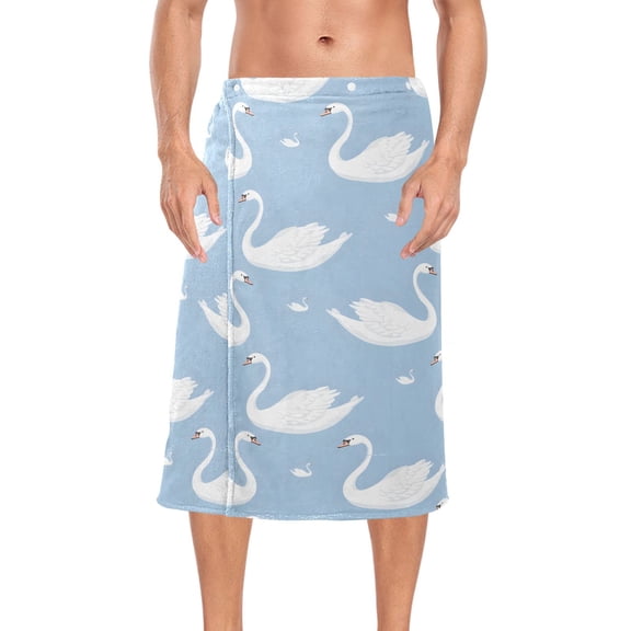 Ryvnso Men's Adjustable Shower Wrap Gooses on Blue Bath Towels with Snap Closure 28 x 60 inch