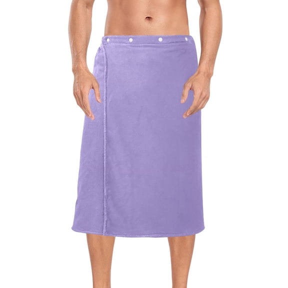 Ryvnso Men's Adjustable Shower Wrap Lavender Purple Bath Towels with Snap Closure 28 x 60 inch