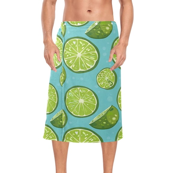 Ryvnso Men's Adjustable Shower Wrap Lemon Pattern Bath Towels with Snap Closure 28 x 60 inch