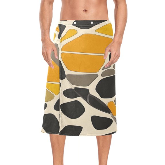 Ryvnso Men's Adjustable Shower Wrap Leopard Print Bath Towels with Snap Closure 28 x 60 inch