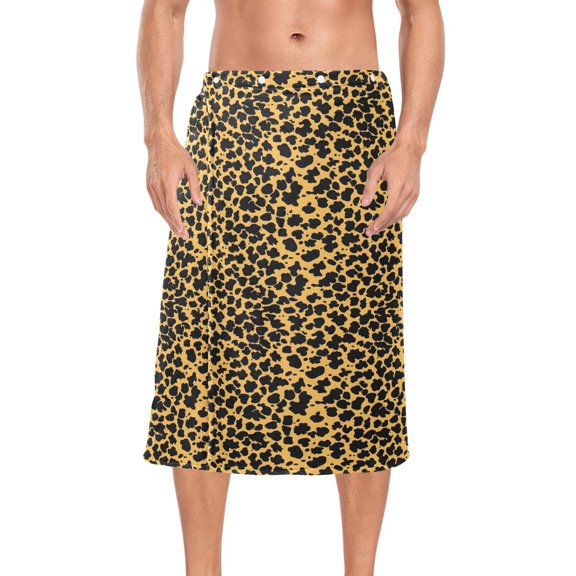 Ryvnso Men's Adjustable Shower Wrap Leopard Print Bath Towels with Snap Closure 28 x 60 inch