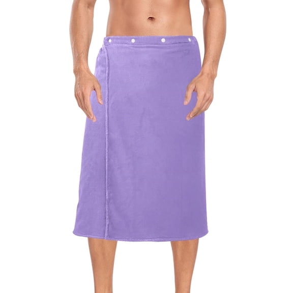 Ryvnso Men's Adjustable Shower Wrap Light Purple Bath Towels with Snap Closure 28 x 60 inch