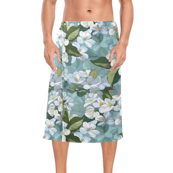 Ryvnso Men's Adjustable Shower Wrap Lively Lily Floral Bath Towels with Snap Closure 28 x 60 inch