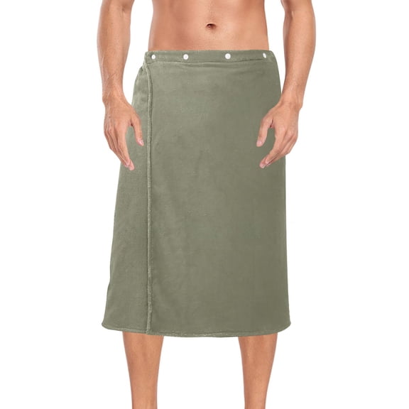 Ryvnso Men's Adjustable Shower Wrap Olive Green Bath Towels with Snap Closure 28 x 60 inch