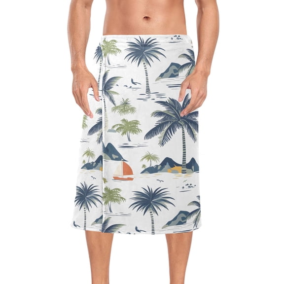 Ryvnso Men's Adjustable Shower Wrap Palm Tree-a2 Bath Towels with Snap Closure 28 x 60 inch