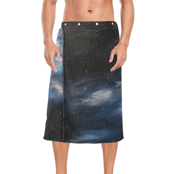 Ryvnso Men's Adjustable Shower Wrap Planet Space Bath Towels with Snap Closure 28 x 60 inch
