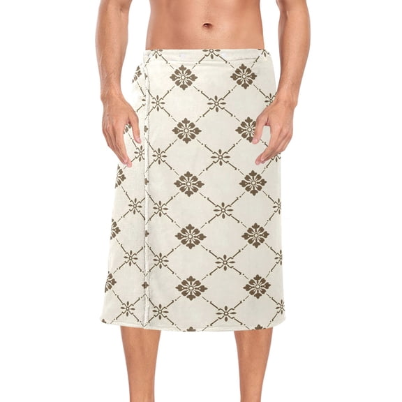 Ryvnso Men's Adjustable Shower Wrap Retro Checkered Grid Pattern Bath Towels with Snap Closure 28 x 60 inch