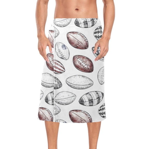 Ryvnso Men's Adjustable Shower Wrap Retro Football Rugby Bath Towels with Snap Closure 28 x 60 inch