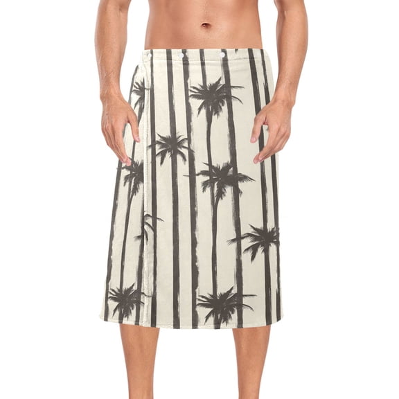 Ryvnso Men's Adjustable Shower Wrap Retro Palm Tree Bath Towels with Snap Closure 28 x 60 inch