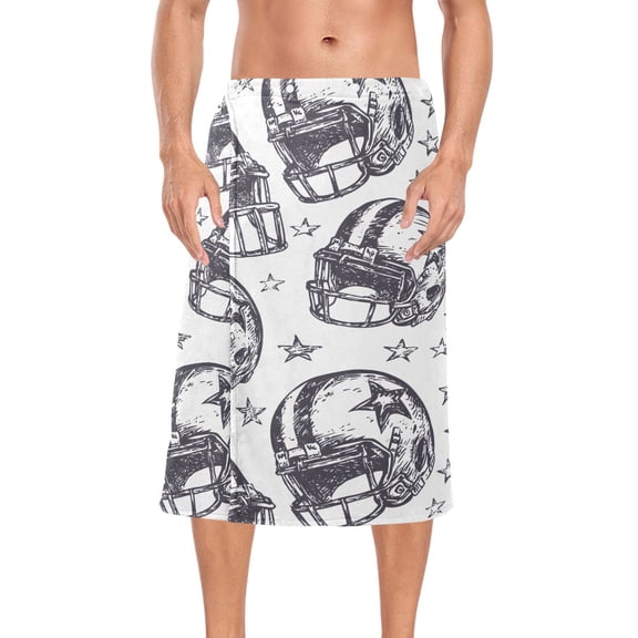 Ryvnso Men's Adjustable Shower Wrap Retro Rugby Football Bath Towels with Snap Closure 28 x 60 inch