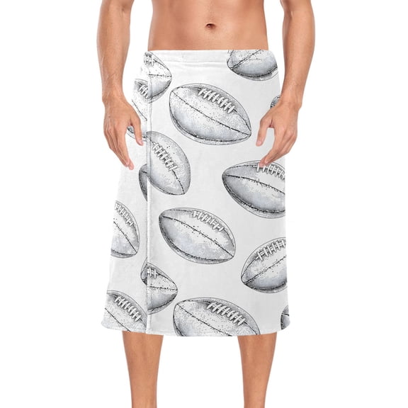 Ryvnso Men's Adjustable Shower Wrap Retro Rugby Football Bath Towels with Snap Closure 28 x 60 inch
