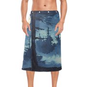 Ryvnso Men's Adjustable Shower Wrap Silhouette Wolf with Full-moon Bath Towels with Snap Closure 28 x 60 inch
