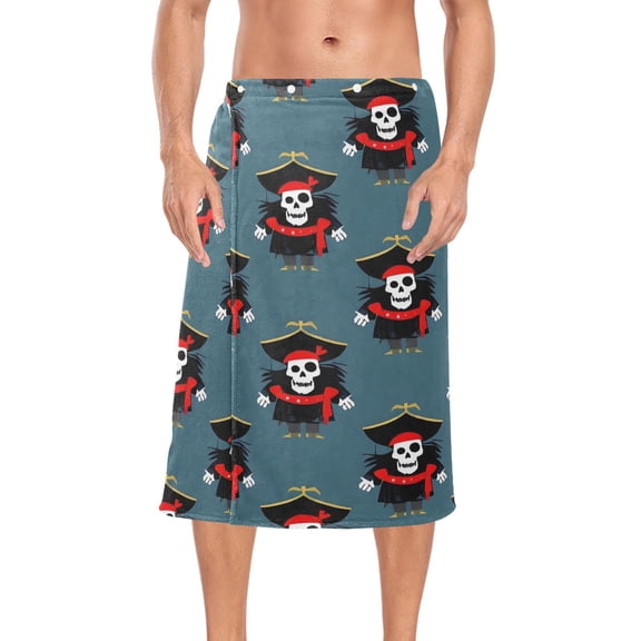 Ryvnso Men's Adjustable Shower Wrap Skeleton Cool Bath Towels with Snap Closure 28 x 60 inch