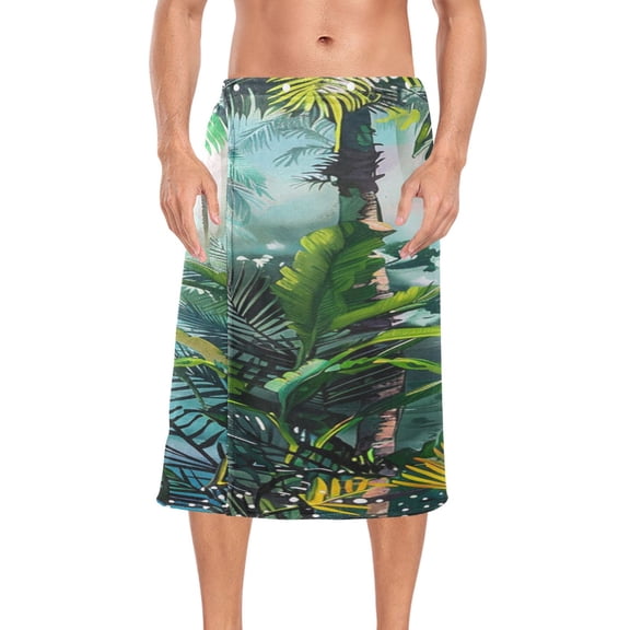 Ryvnso Men's Adjustable Shower Wrap Tropical Forest Bath Towels with Snap Closure 28 x 60 inch