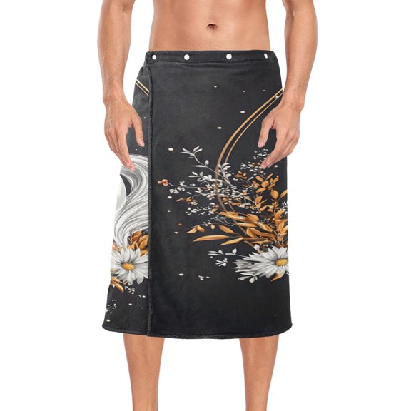 Ryvnso Men's Adjustable Shower Wrap Unicorn on Mushroom Bath Towels with Snap Closure 28 x 60 inch