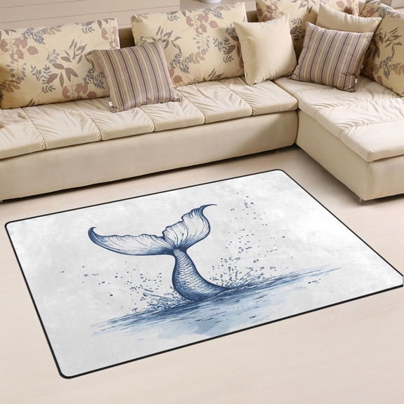 Ryvnso Mermaid Tail Area Floor Mat Non-Slip Carpet Soft Rugs Doormats 60" x 39"
