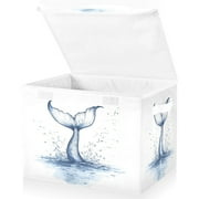 Ryvnso Mermaid Tail Large Lidded Foldable Storage Baskets Cubes Boxes Lids Bin for Home
