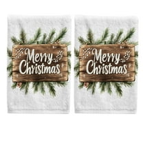 Ryvnso Merry Christmas Leaf Hand Towels Set for Bathroom Cotton Face Towel Decorative 15.5x29.5 inch