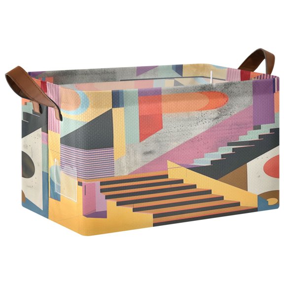 Ryvnso Modern Geometrical Storage Bins Large Basket Foldable Cube Toys Organizer with Handles 1 PC
