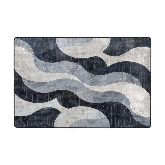 Ryvnso Modern Wavy Circles Area Floor Mats Large Nursery Rugs Non-Slip Carpets Doormat 36" x 24"