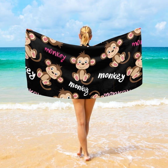Ryvnso Monkey Cute Beach Towel Quick Dry Swimming Yoga Beach Towels Large Sand Free Microfiber Towel 31"W x 71"L