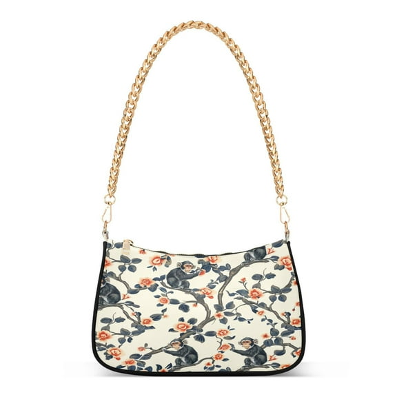 Ryvnso Monkey on Branches Womens Chain Shoulder Bag Tote Handbags Clutch Hobo Purse with Zipper for Travel