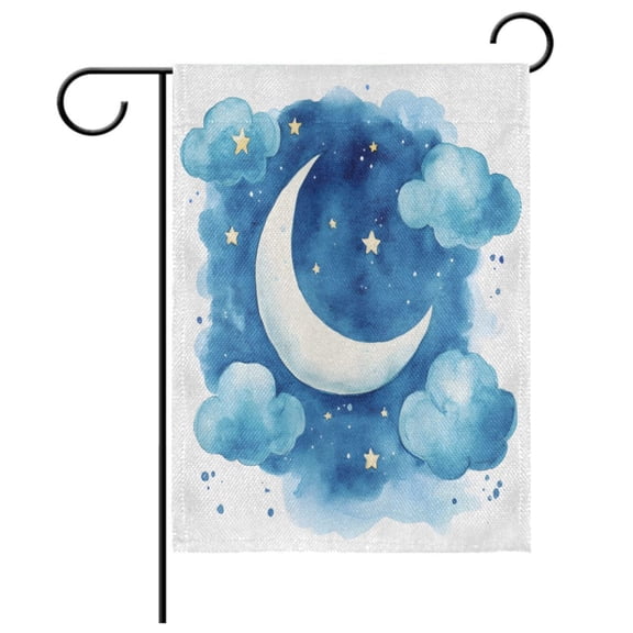 Ryvnso Moon Watercolor Garden Flag 12x18 Inch Double Sided Seasonal Yard Decoration