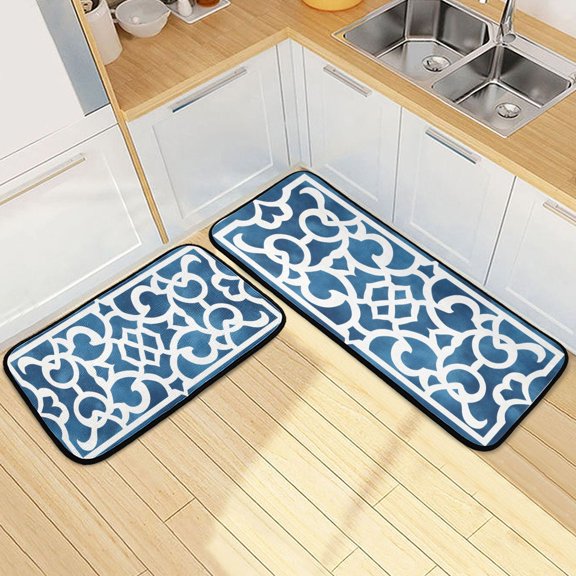 Ryvnso Moroccan Art Pattern Kitchen Rugs Set Non Slip Runner Mats for Dining Room